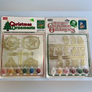 VINTAGE 90s CHRISTMAS ORNAMENTS SUN CATCHER KIT PAINT BY NUMBER
